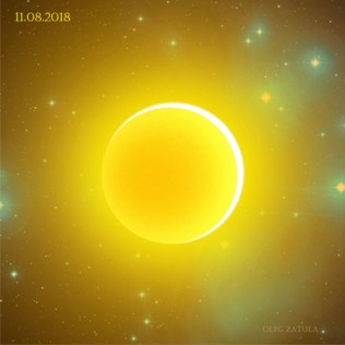 11 августа 2018 года в 13:46 московского времени частное Солнечное затмение в 19 градусе Льва